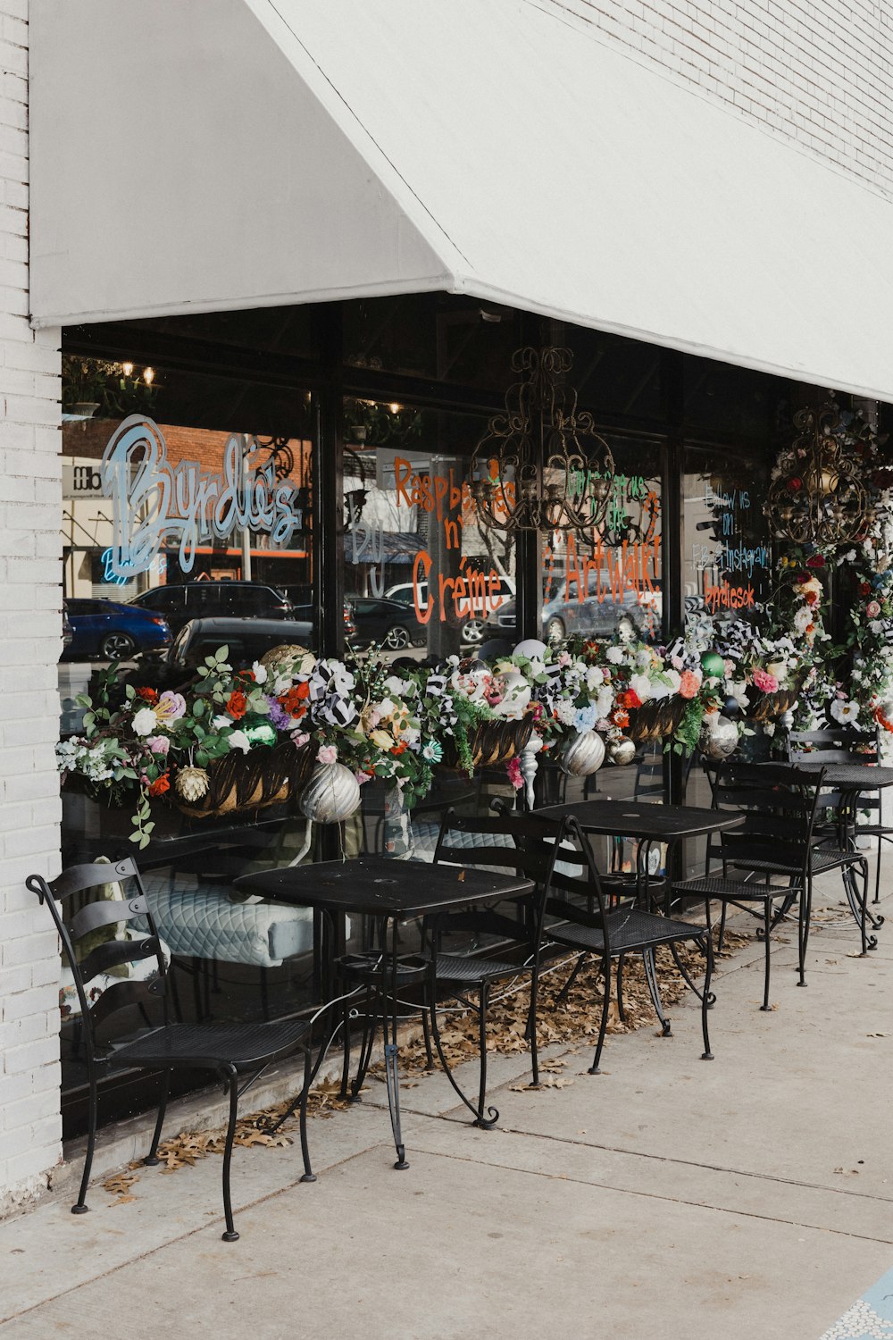 Small business storefront with outdoor seating